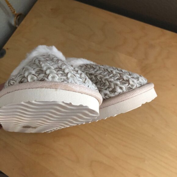 Amba Faux Sherpa Lining White & Gray Knit Slippers 5059283372583 - NEW - Picture 11 of 12